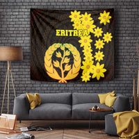 Eritrea wall tapestry with coat-of-arms tree, yellow flowers, and “ERITREA” lettering