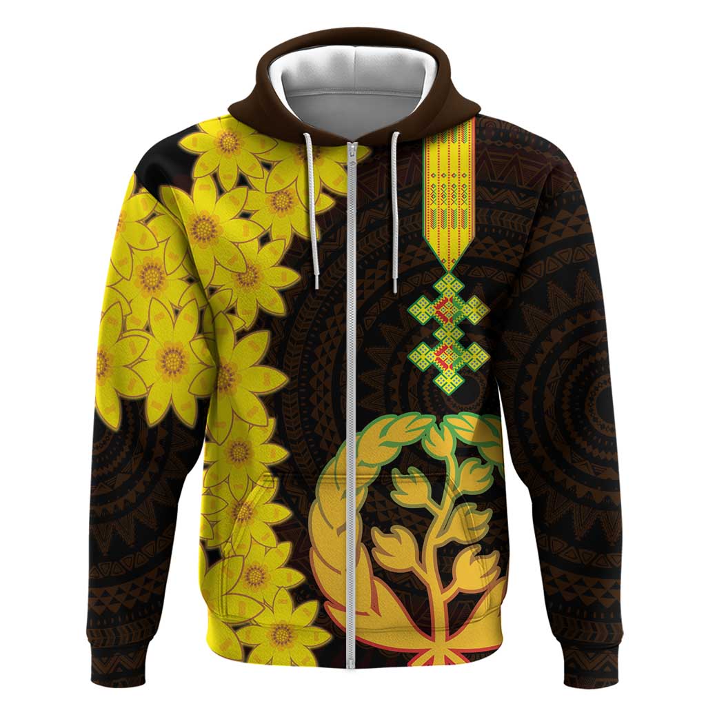 Enkutatash Eritrea New Year Zip Hoodie With Coat Of Arms - Wonder Print Shop