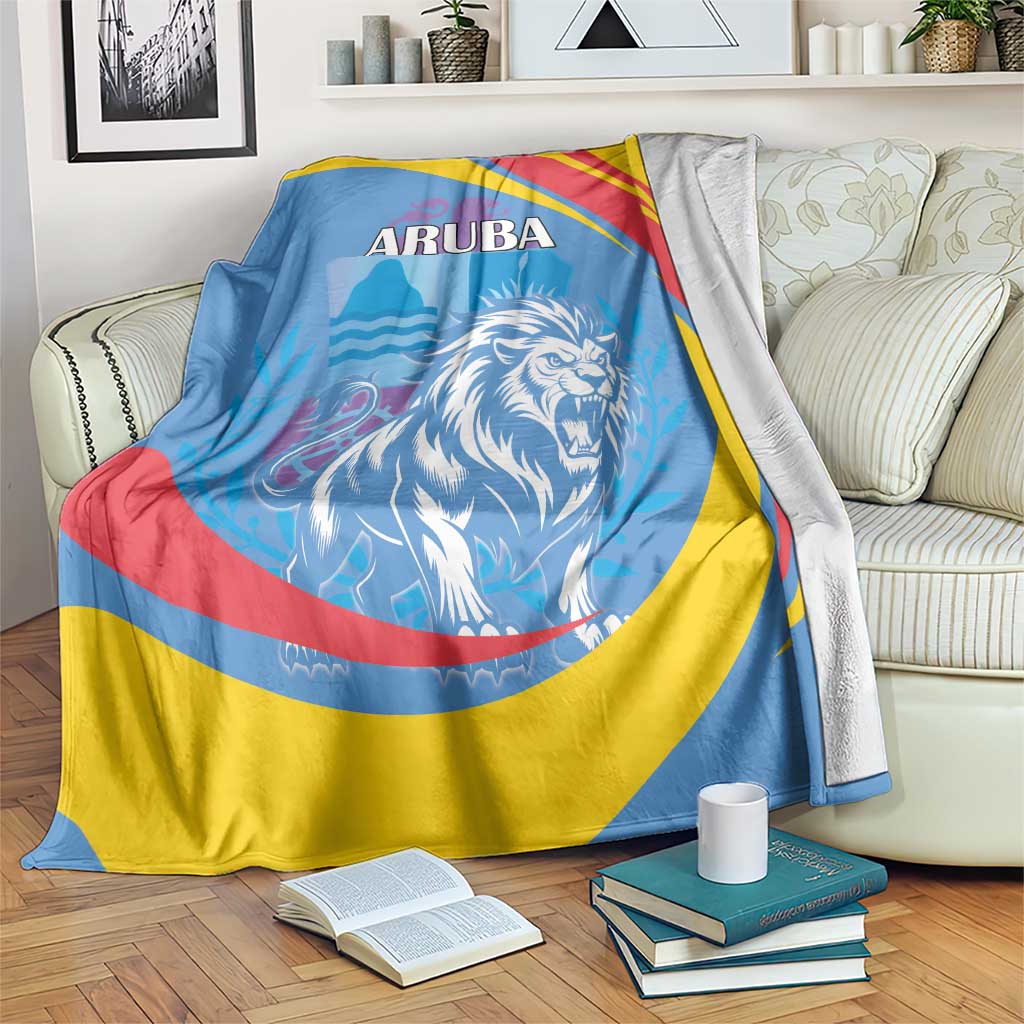 Aruba Lion Roaring Blanket With Coat Of Arms