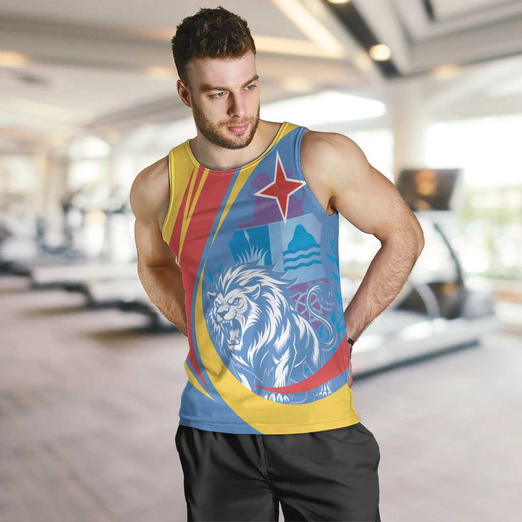 Aruba Lion Roaring Men Tank Top With Coat Of Arms - Wonder Print Shop