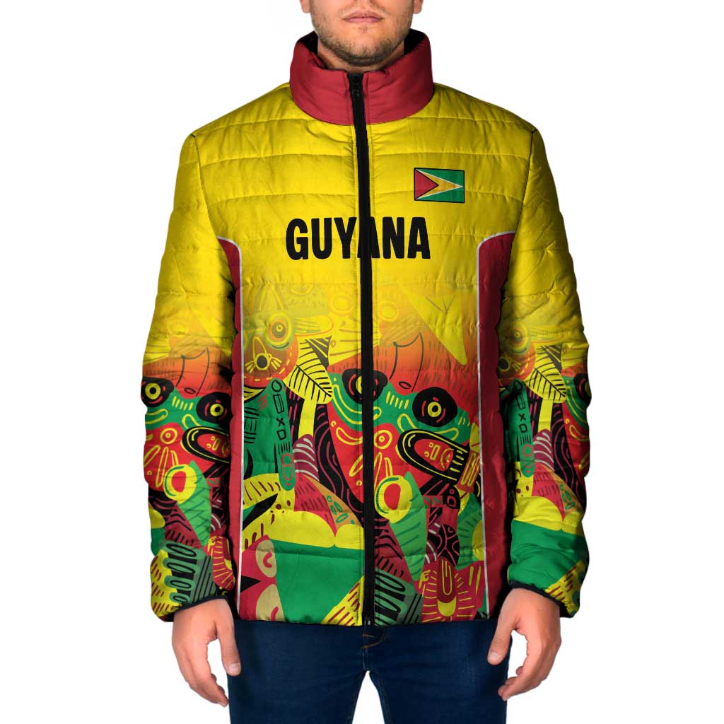 Custom Guyana Football Padded Jacket Golden Jaguars Spirit - Yellow - Wonder Print Shop