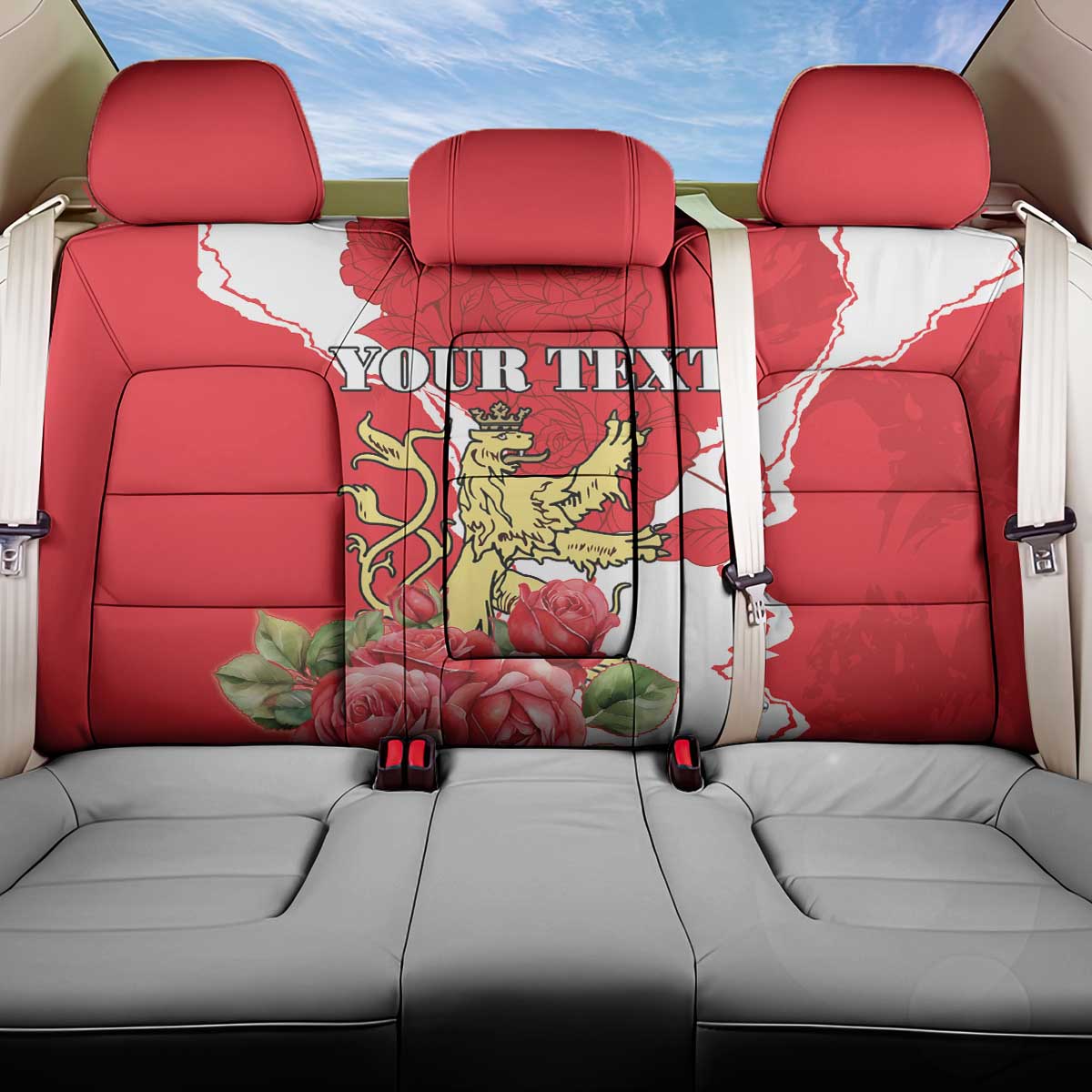 Personalized Luxembourg Goldcrest Regulus Back Car Seat Cover Red Roses