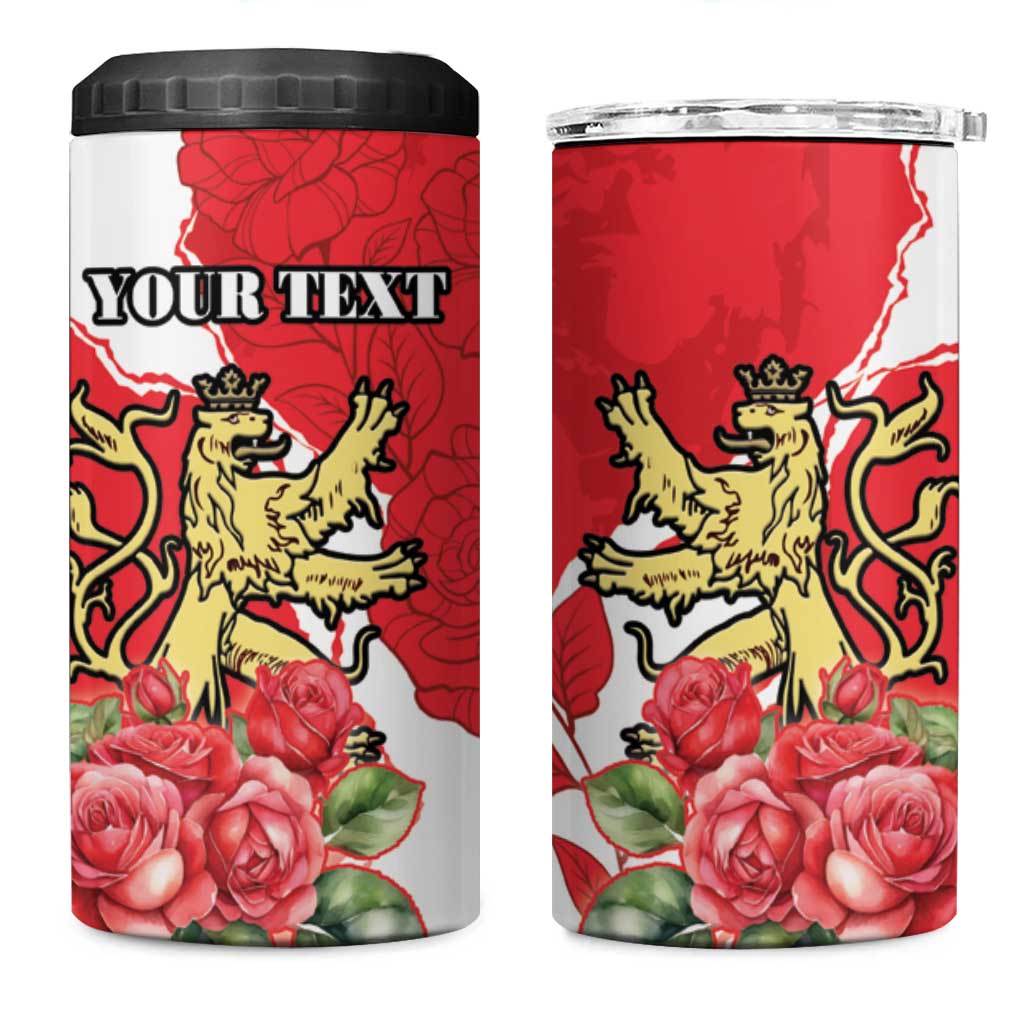 Personalized Luxembourg Goldcrest Regulus 4 in 1 Can Cooler Tumbler Red Roses - Wonder Print Shop