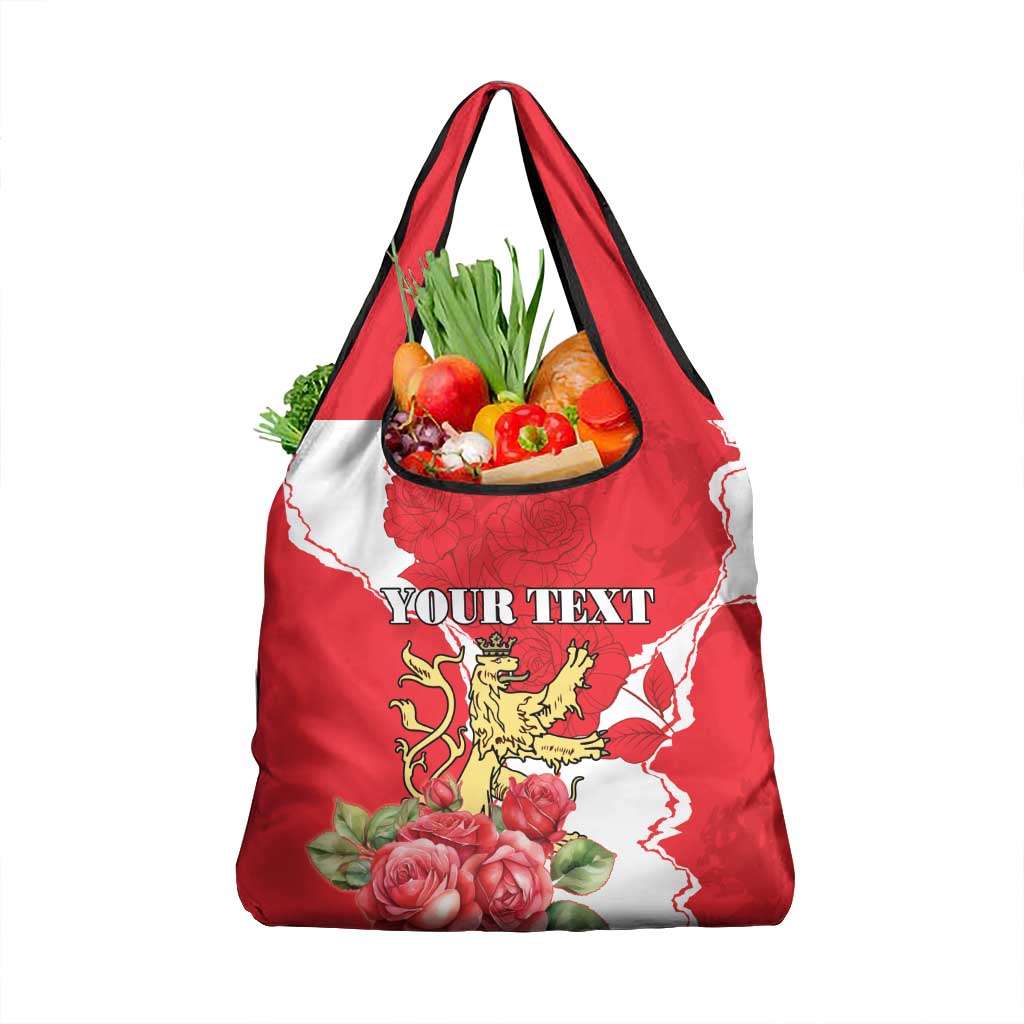 Personalized Luxembourg Goldcrest Regulus Grocery Bag Red Roses