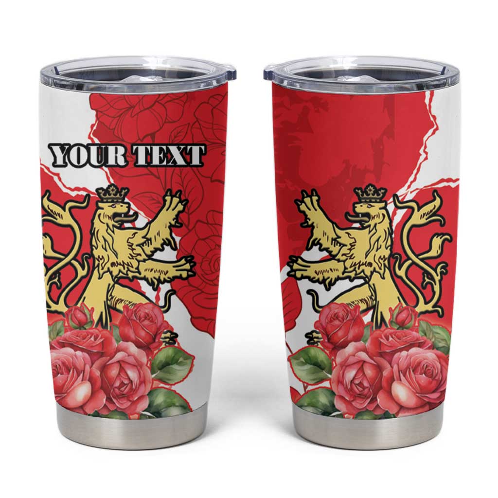 Personalized Luxembourg Goldcrest Regulus Tumbler Cup Red Roses - Wonder Print Shop