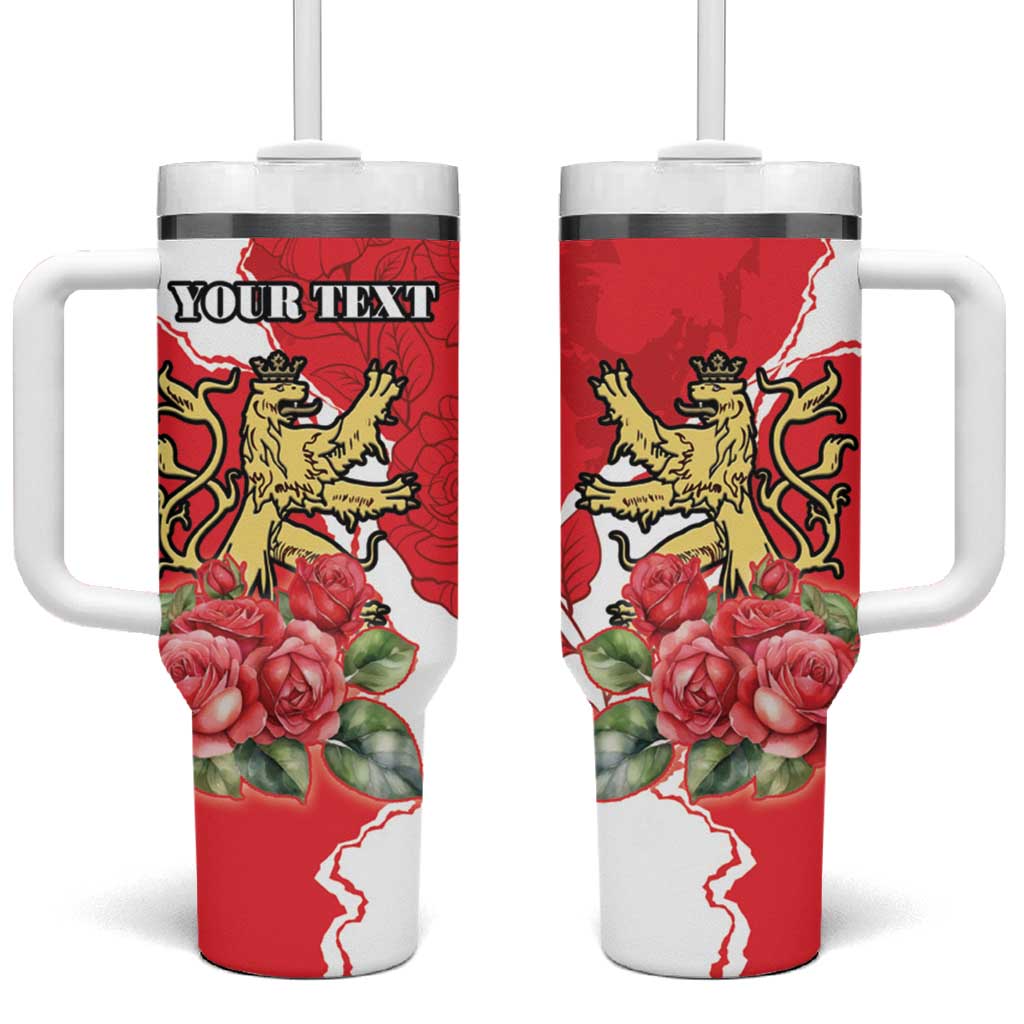 Personalized Luxembourg Goldcrest Regulus Tumbler With Handle Red Roses - Wonder Print Shop