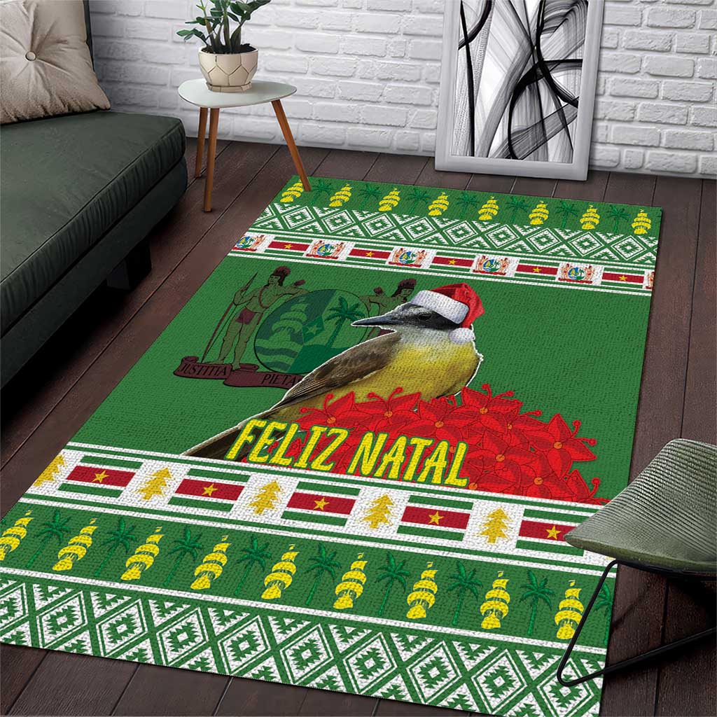 Suriname Christmas Area Rug Lesser Kiskadee With White Jungle Geranium