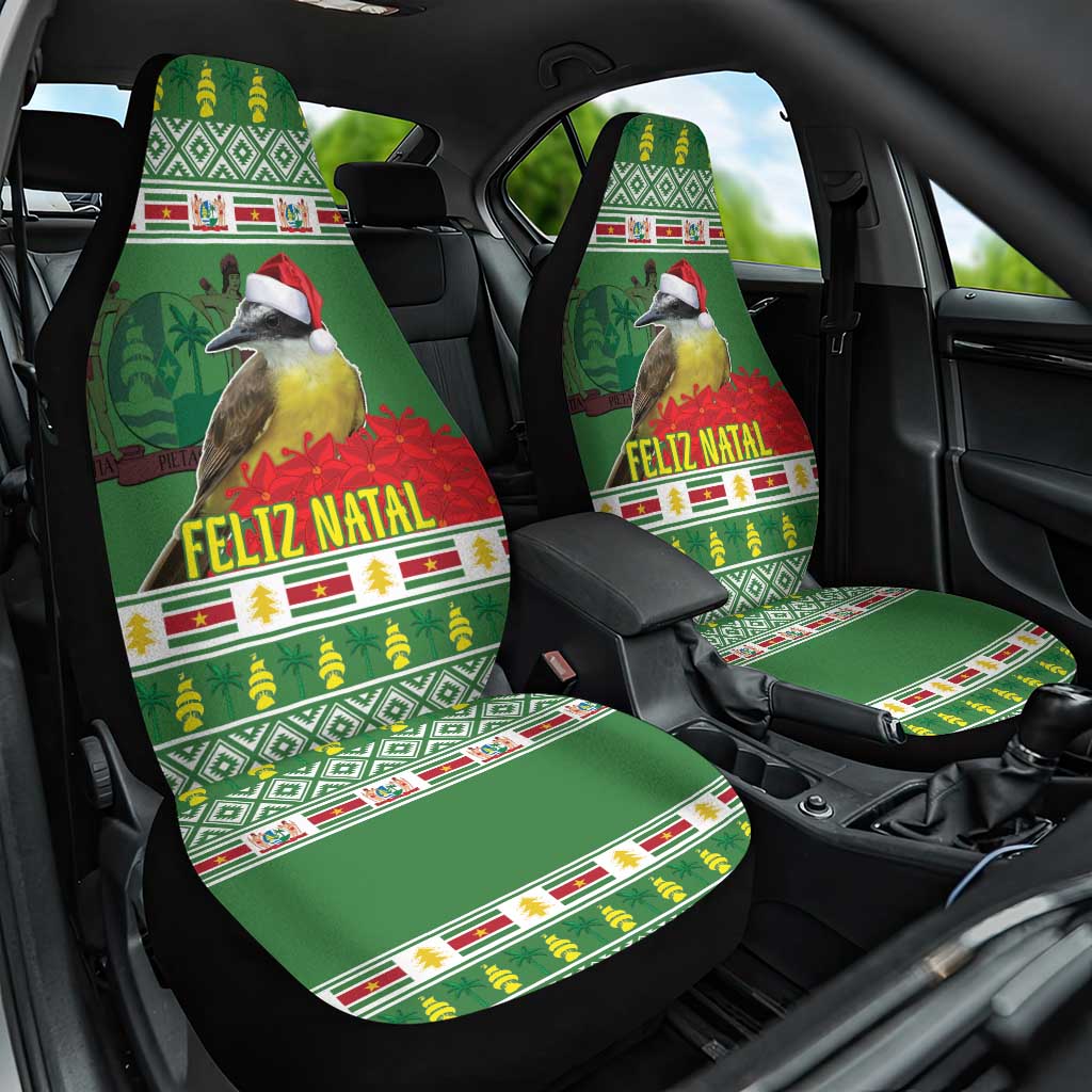 Suriname Christmas Car Seat Cover Lesser Kiskadee With White Jungle Geranium - Wonder Print Shop