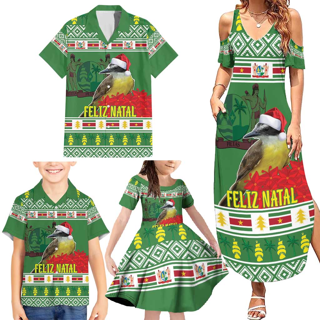 Suriname Christmas Family Matching Summer Maxi Dress and Hawaiian Shirt Lesser Kiskadee With White Jungle Geranium - Wonder Print Shop