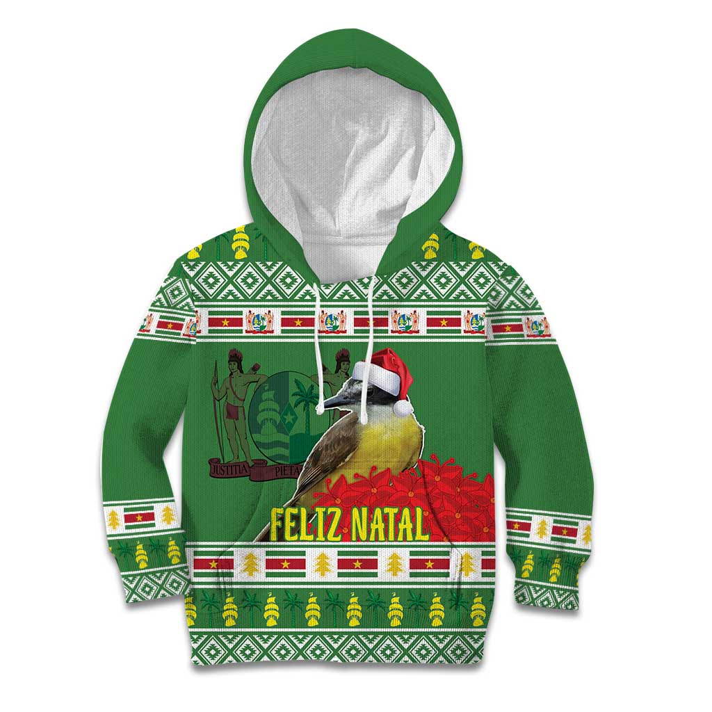 Suriname Christmas Kid Hoodie Lesser Kiskadee With White Jungle Geranium - Wonder Print Shop