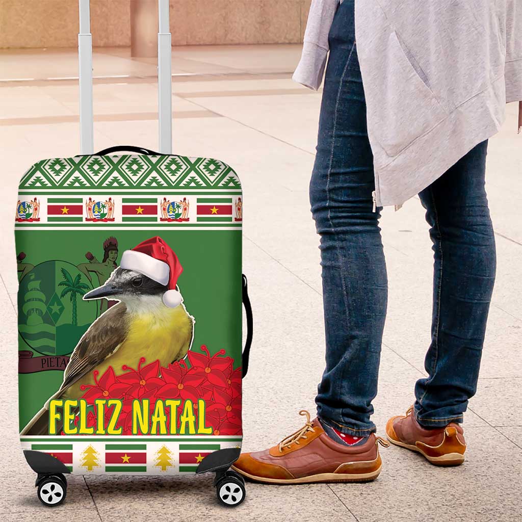 Suriname Christmas Luggage Cover Lesser Kiskadee With White Jungle Geranium