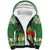 Suriname Christmas Sherpa Hoodie Lesser Kiskadee With White Jungle Geranium - Wonder Print Shop