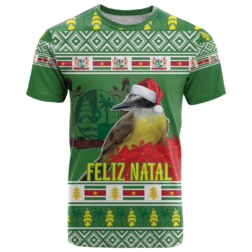 Suriname Christmas T Shirt Lesser Kiskadee With White Jungle Geranium - Wonder Print Shop