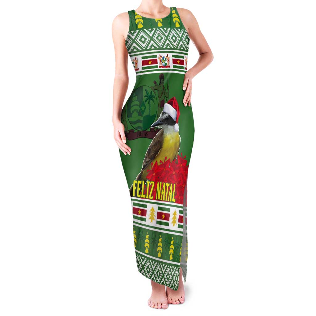 Suriname Christmas Tank Maxi Dress Lesser Kiskadee With White Jungle Geranium - Wonder Print Shop