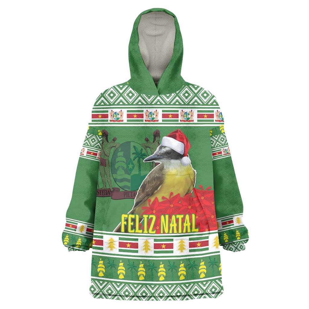 Suriname Christmas Wearable Blanket Hoodie Lesser Kiskadee With White Jungle Geranium