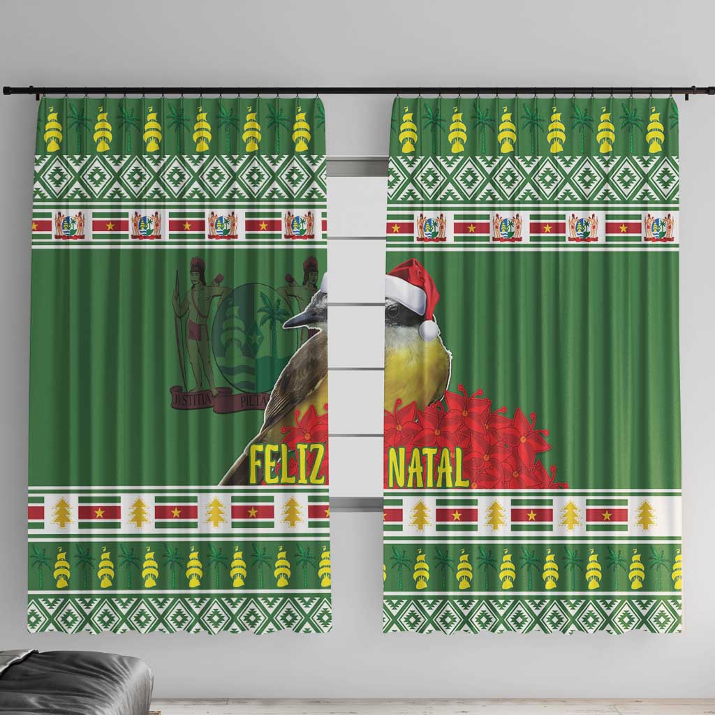 Suriname Christmas Window Curtain Lesser Kiskadee With White Jungle Geranium - Wonder Print Shop