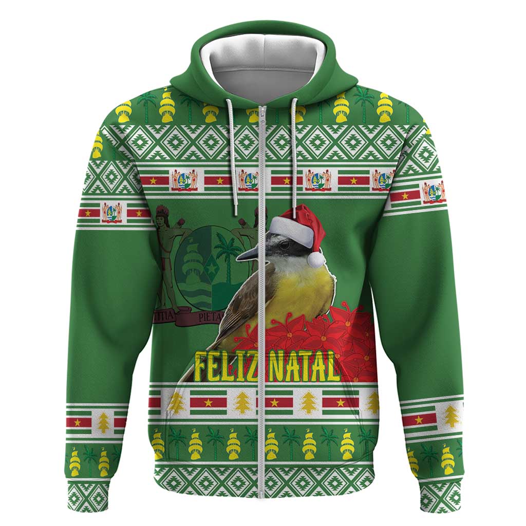 Suriname Christmas Zip Hoodie Lesser Kiskadee With White Jungle Geranium - Wonder Print Shop