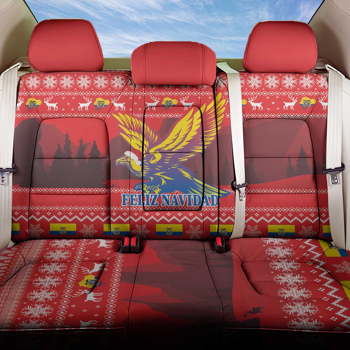 Ecuador Andean Condor Christmas Back Car Seat Cover Dios Patria y Libertad - Wonder Print Shop