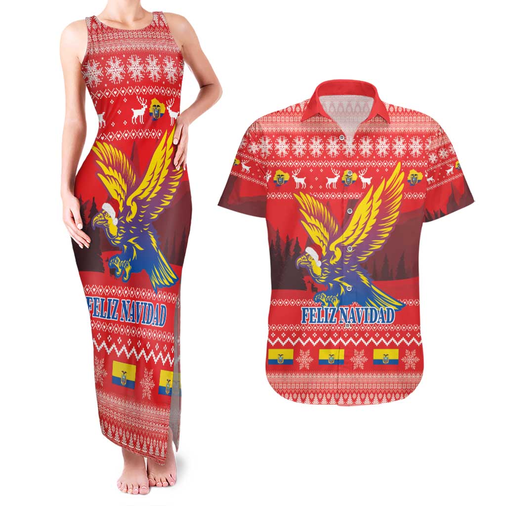 Ecuador Andean Condor Christmas Couples Matching Tank Maxi Dress and Hawaiian Shirt Dios Patria y Libertad - Wonder Print Shop