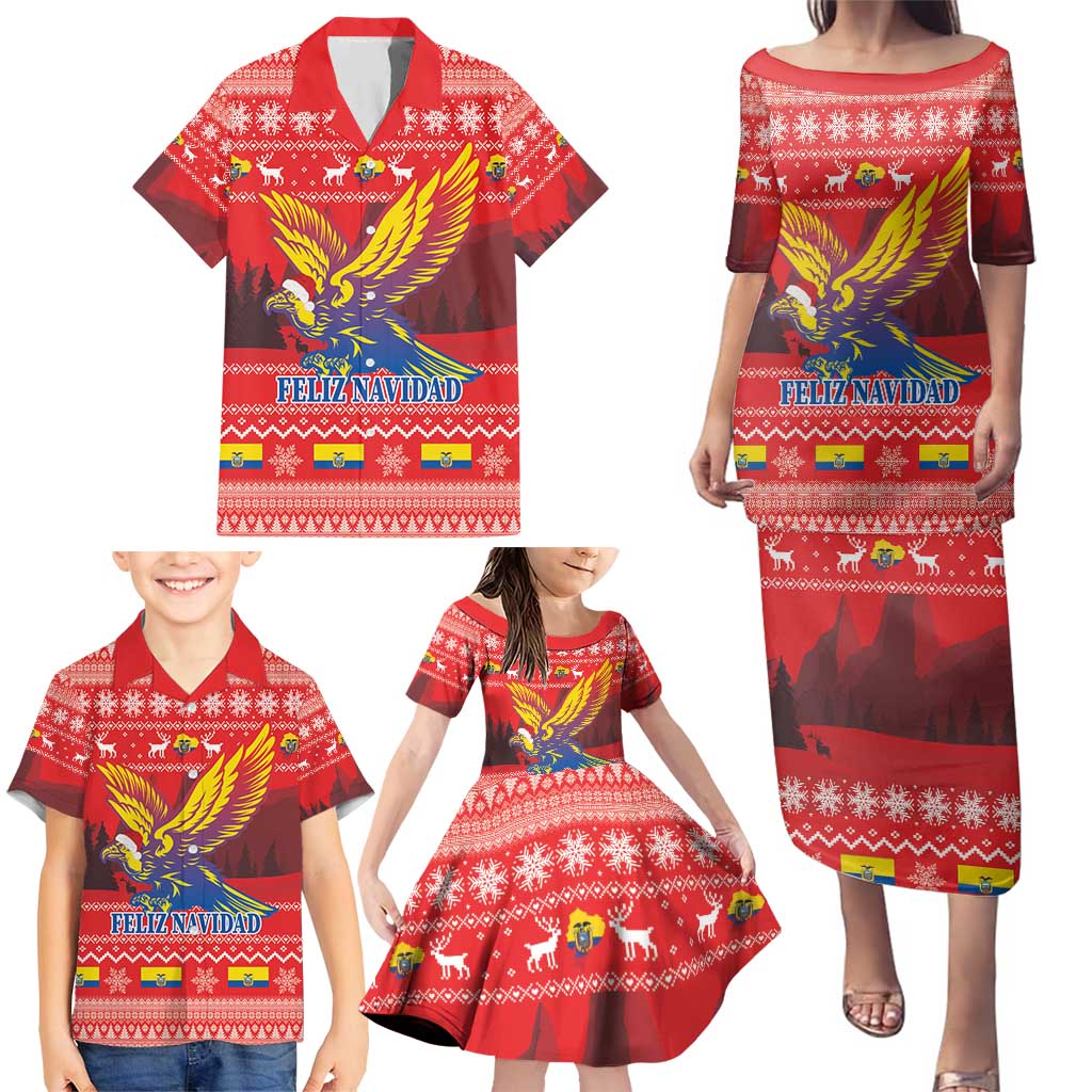 Ecuador Andean Condor Christmas Family Matching Puletasi and Hawaiian Shirt Dios Patria y Libertad - Wonder Print Shop