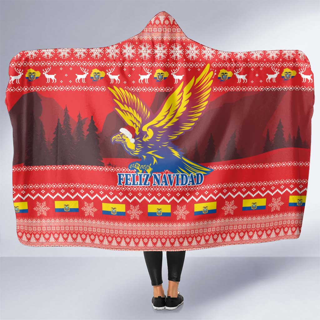 Ecuador Andean Condor Christmas Hooded Blanket Dios Patria y Libertad