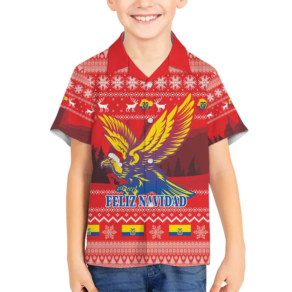 Ecuador Andean Condor Christmas Kid Hawaiian Shirt Dios Patria y Libertad - Wonder Print Shop