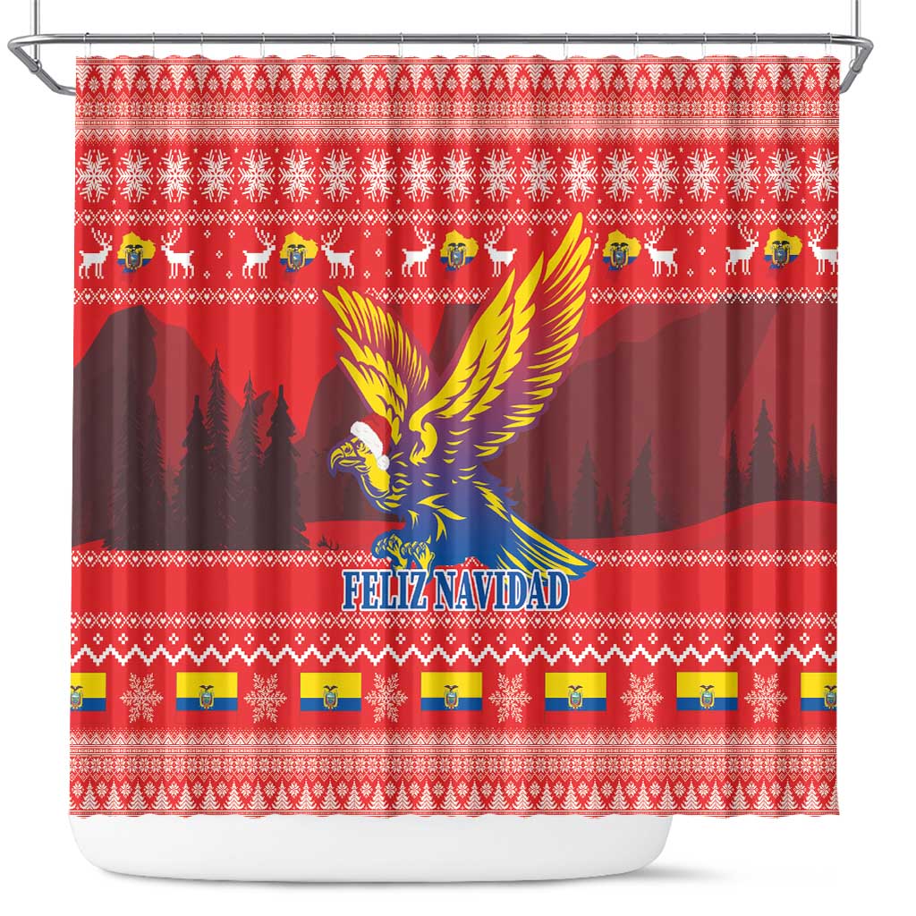 Ecuador Andean Condor Christmas Shower Curtain Dios Patria y Libertad