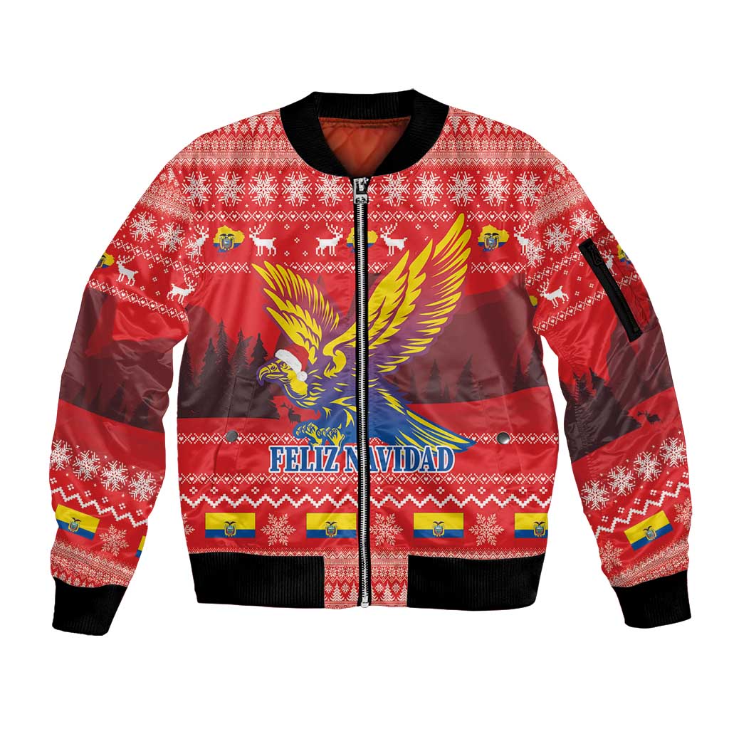 Ecuador Andean Condor Christmas Sleeve Zip Bomber Jacket Dios Patria y Libertad - Wonder Print Shop