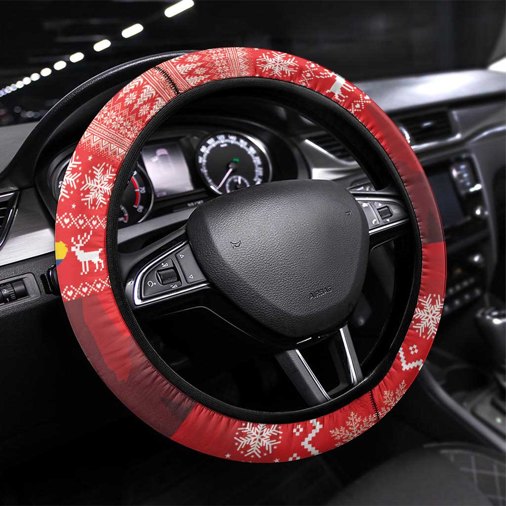 Ecuador Andean Condor Christmas Steering Wheel Cover Dios Patria y Libertad - Wonder Print Shop