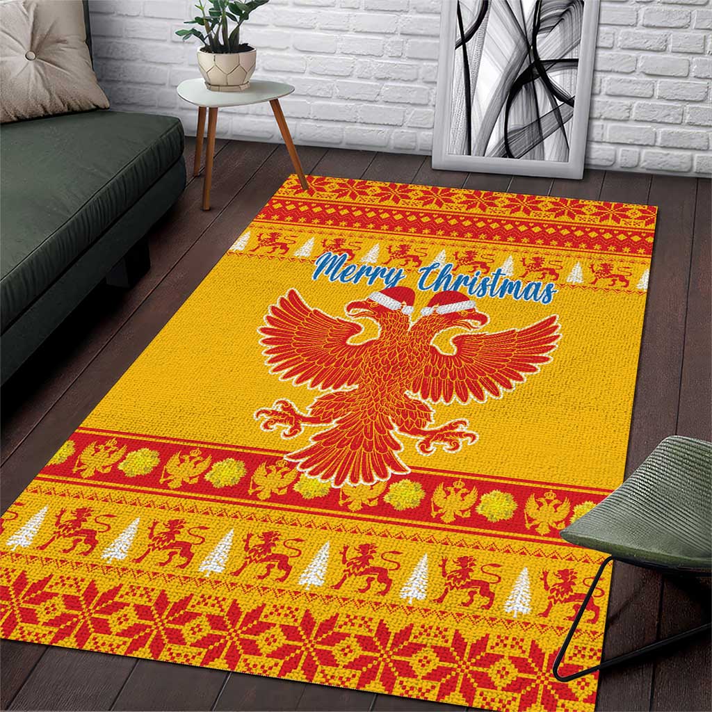 Montenegro Christmas Area Rug Double-headed Eagle With Christmas Pattern