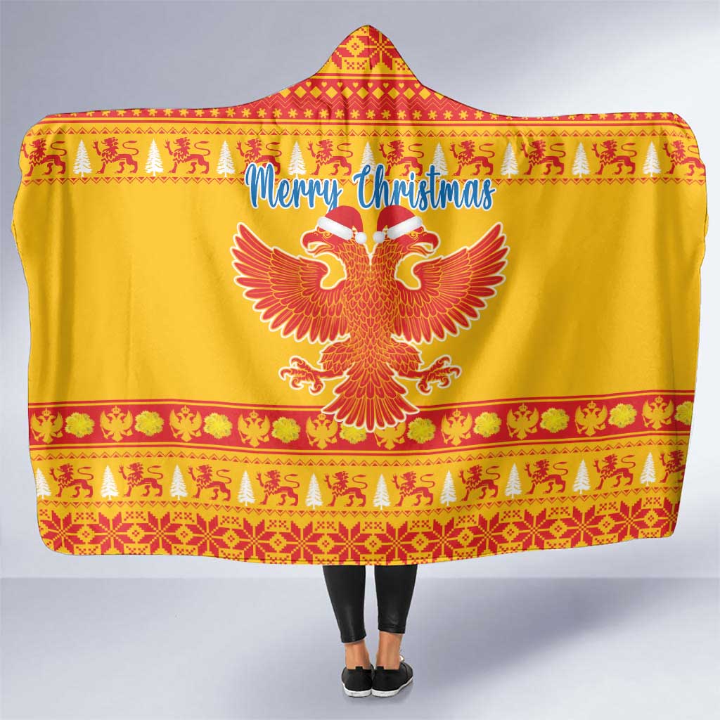 Montenegro Christmas Hooded Blanket Double-headed Eagle With Christmas Pattern