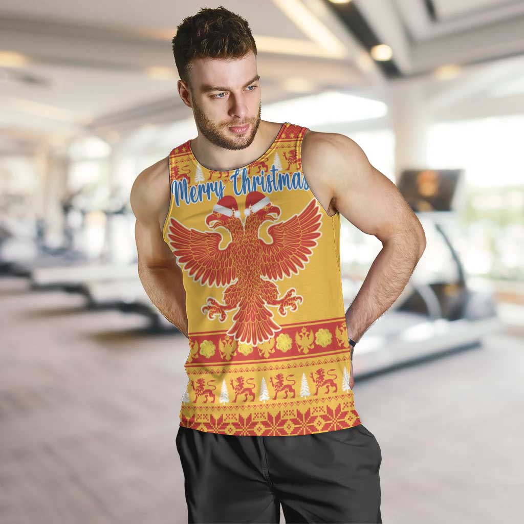 Montenegro Christmas Men Tank Top Double-headed Eagle With Christmas Pattern - Wonder Print Shop