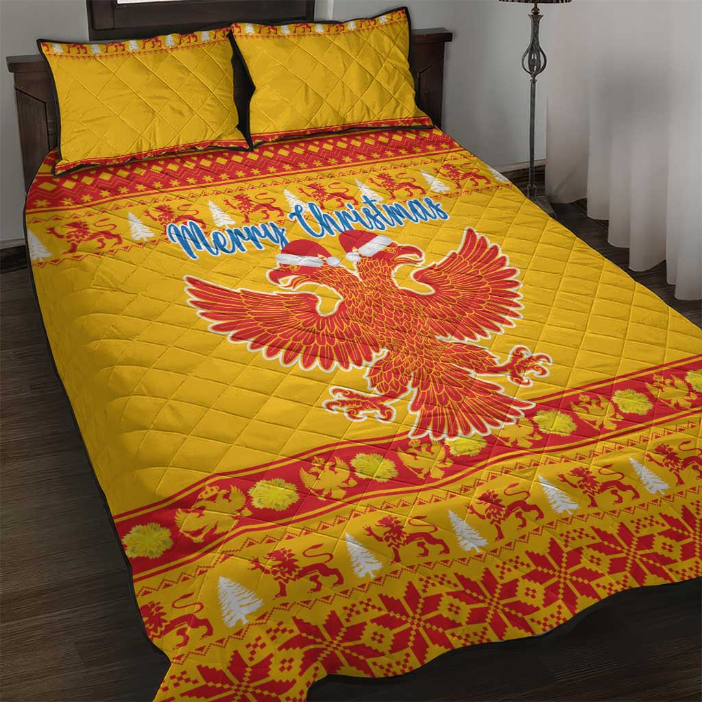 Montenegro Christmas Quilt Bed Set Double-headed Eagle With Christmas Pattern - Wonder Print Shop