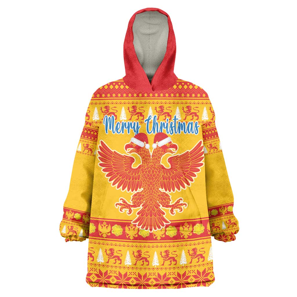 Montenegro Christmas Wearable Blanket Hoodie Double-headed Eagle With Christmas Pattern