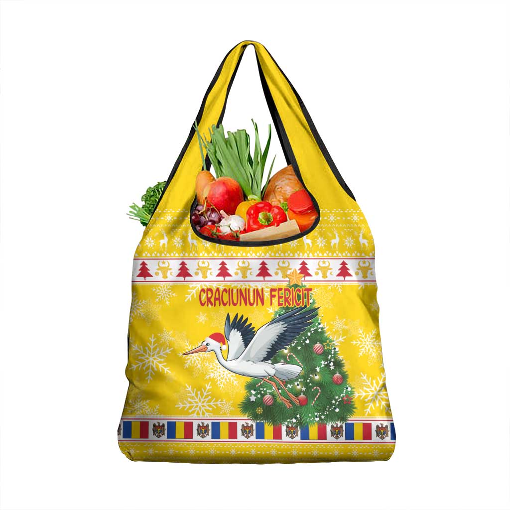 Moldova Christmas Grocery Bag White Stork Santa With Christmas Tree