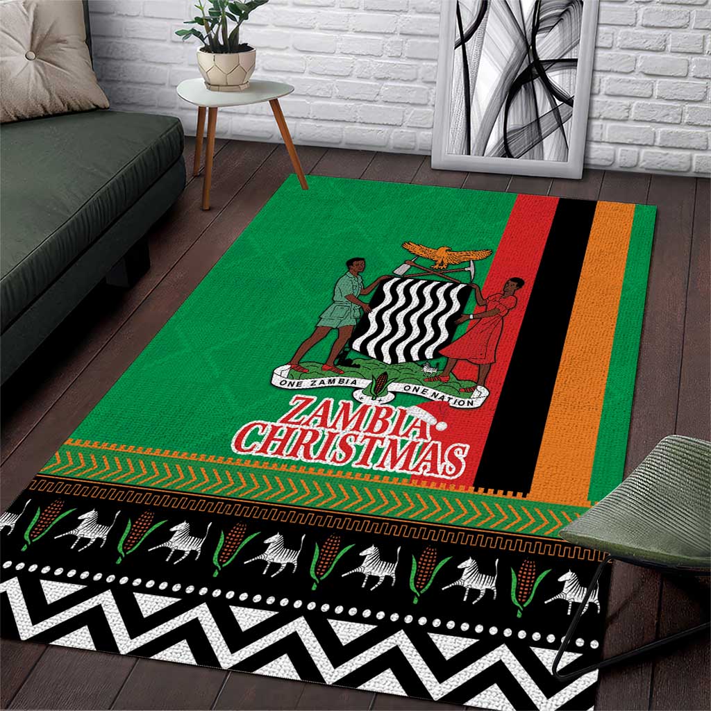 Zambia Christmas Area Rug One Zambia One Nation With Kente Pattern