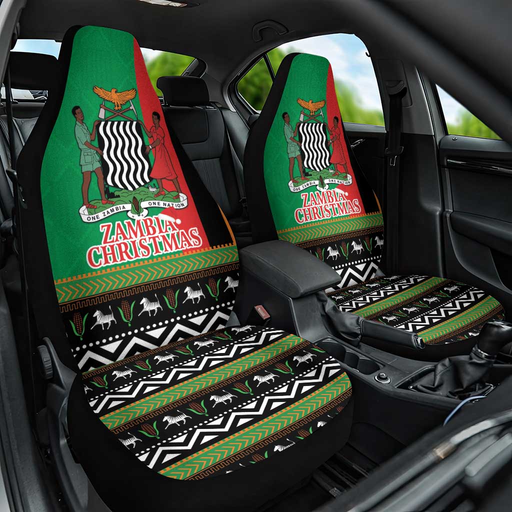 Zambia Christmas Car Seat Cover One Zambia One Nation With Kente Pattern - Wonder Print Shop