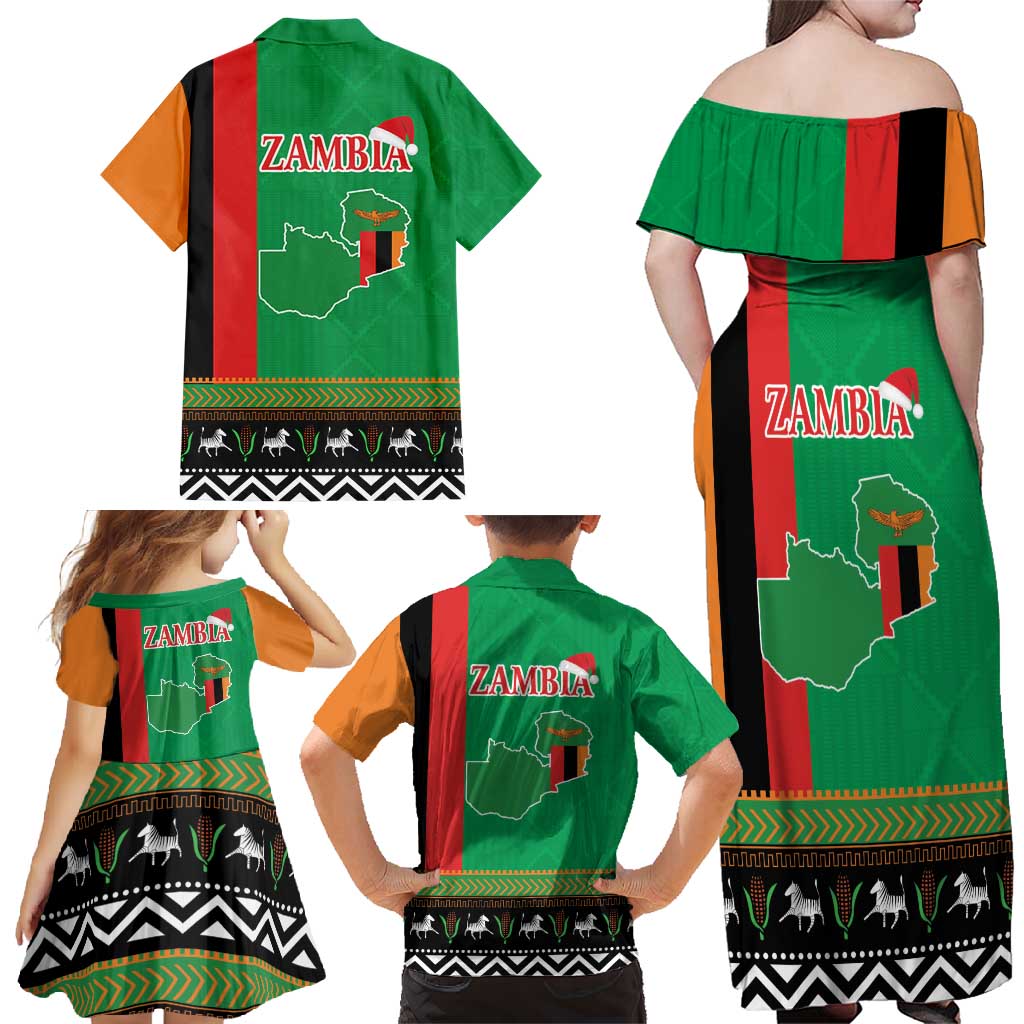 Zambia Christmas Family Matching Off Shoulder Maxi Dress and Hawaiian Shirt One Zambia One Nation With Kente Pattern - Wonder Print Shop