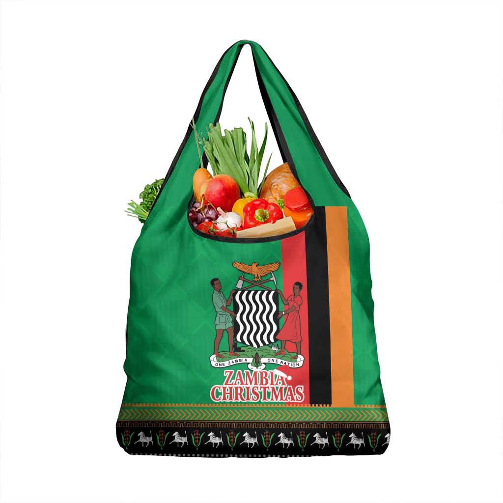 Zambia Christmas Grocery Bag One Zambia One Nation With Kente Pattern