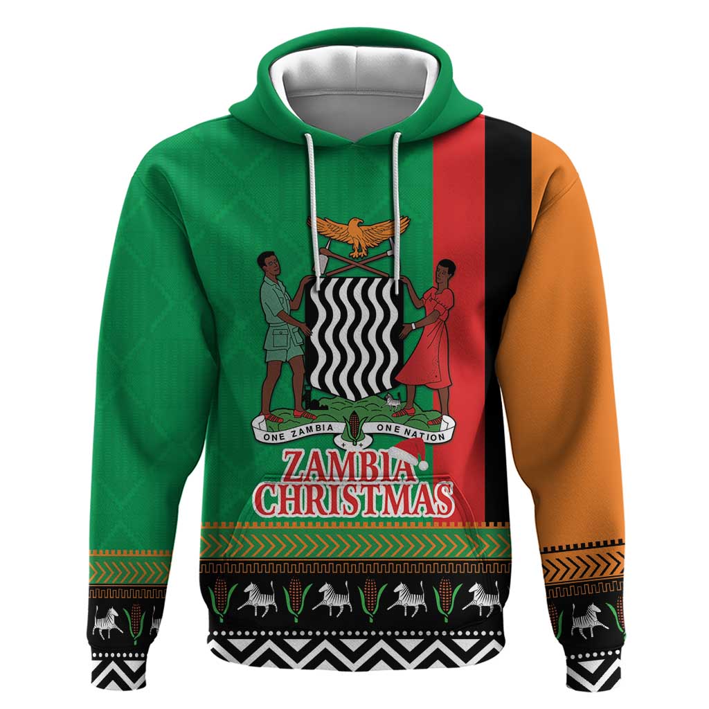 Zambia Christmas Hoodie One Zambia One Nation With Kente Pattern - Wonder Print Shop