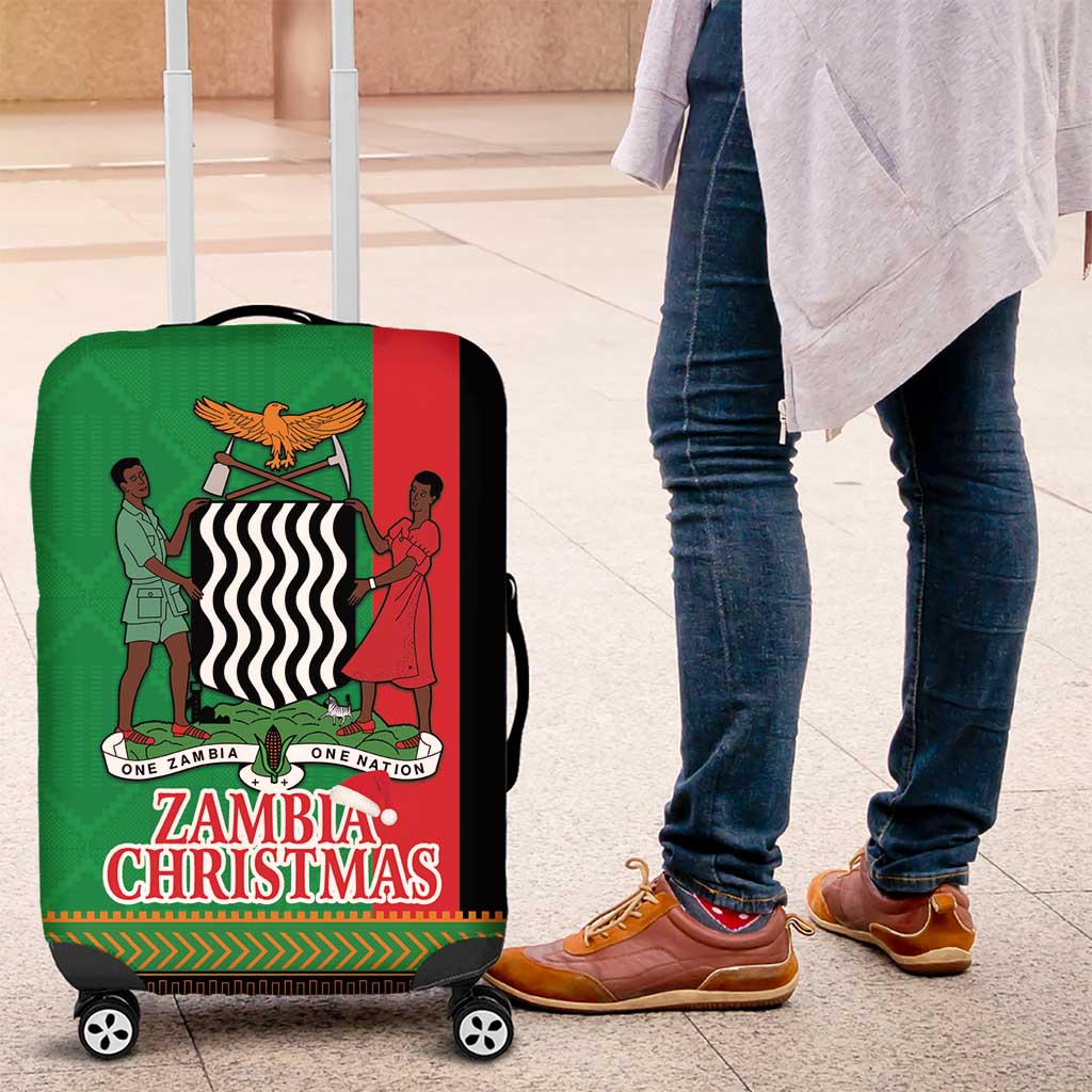 Zambia Christmas Luggage Cover One Zambia One Nation With Kente Pattern