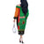 Zambia Christmas Off The Shoulder Long Sleeve Dress One Zambia One Nation With Kente Pattern - Wonder Print Shop