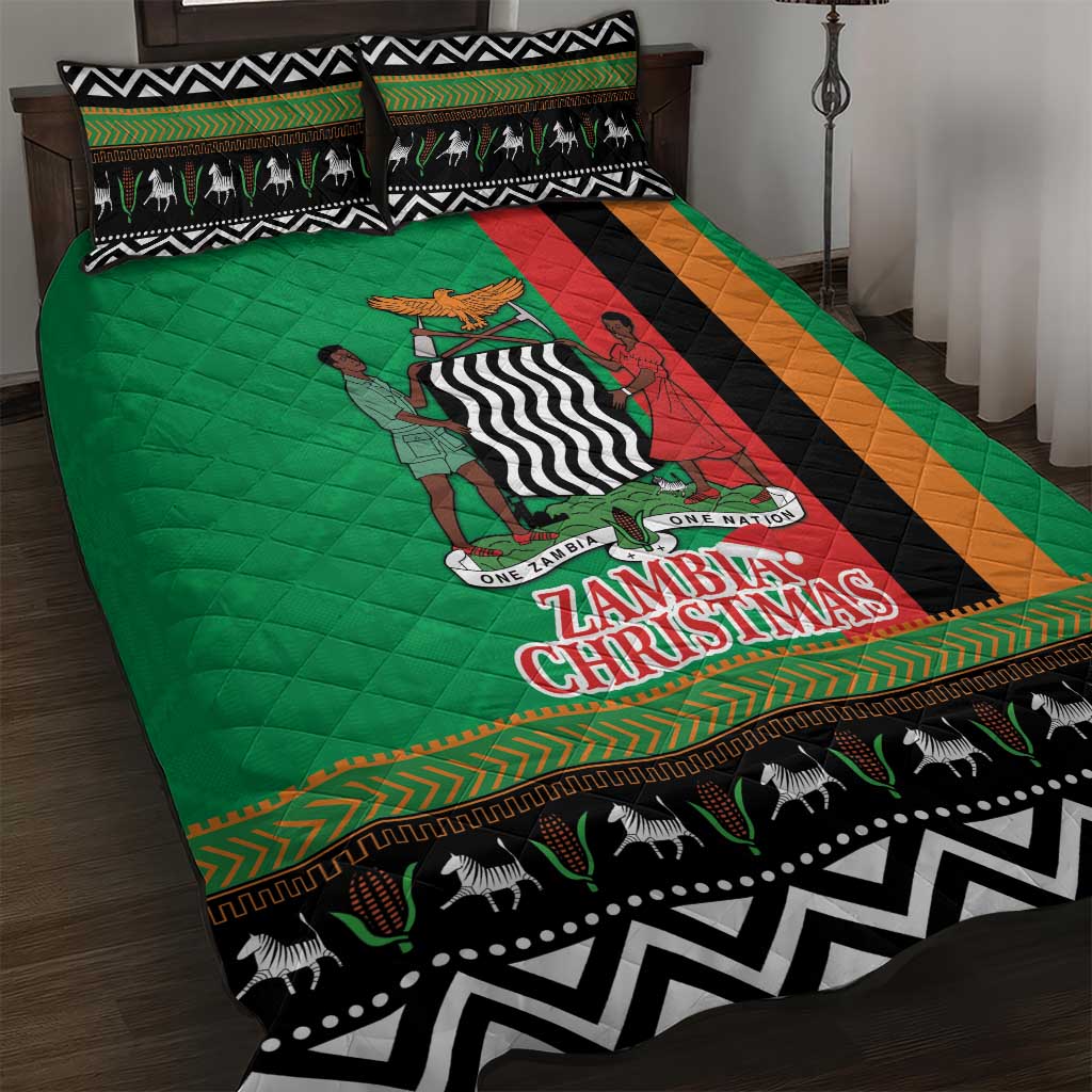 Zambia Christmas Quilt Bed Set One Zambia One Nation With Kente Pattern - Wonder Print Shop