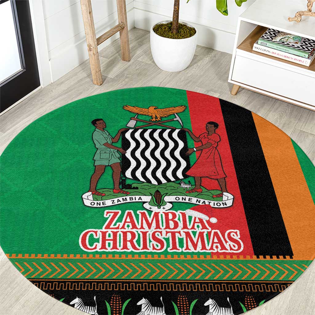 Zambia Christmas Round Carpet One Zambia One Nation With Kente Pattern