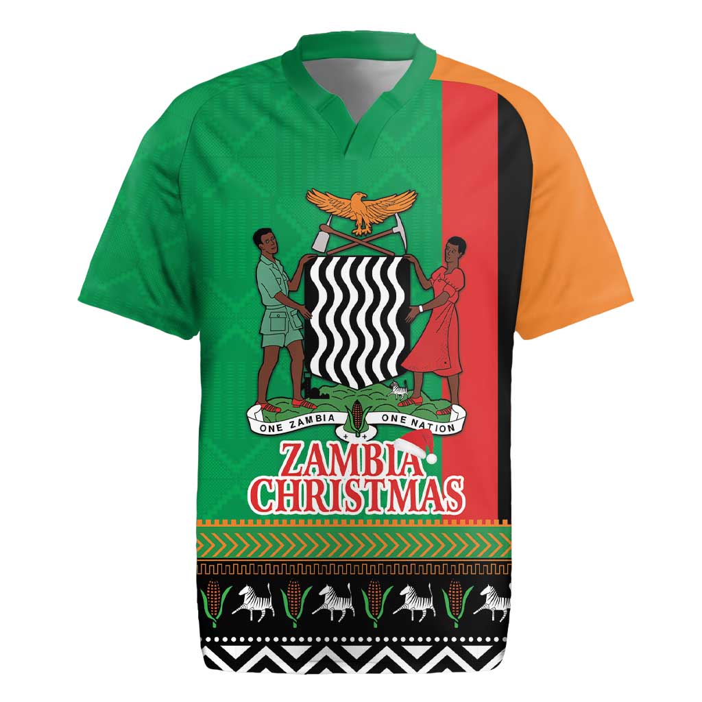 Zambia Christmas Rugby Jersey One Zambia One Nation With Kente Pattern - Wonder Print Shop