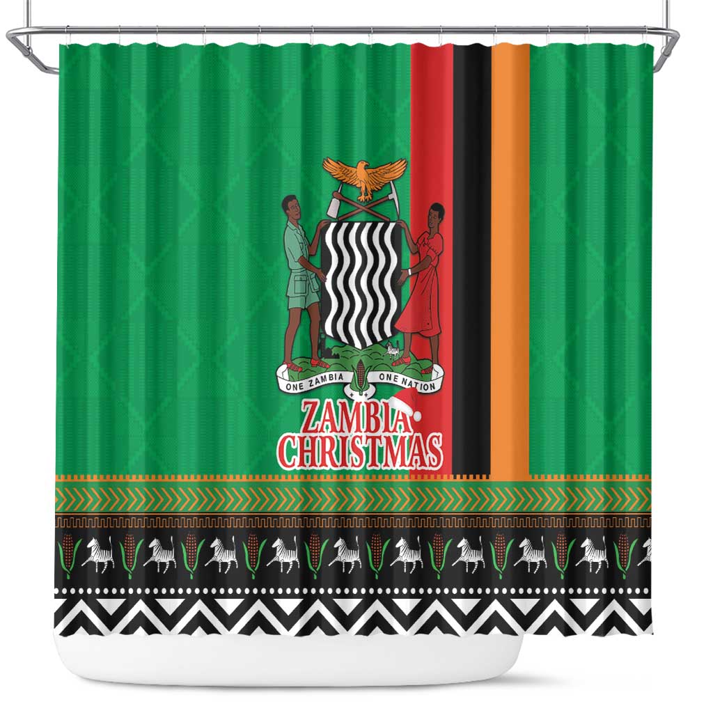 Zambia Christmas Shower Curtain One Zambia One Nation With Kente Pattern