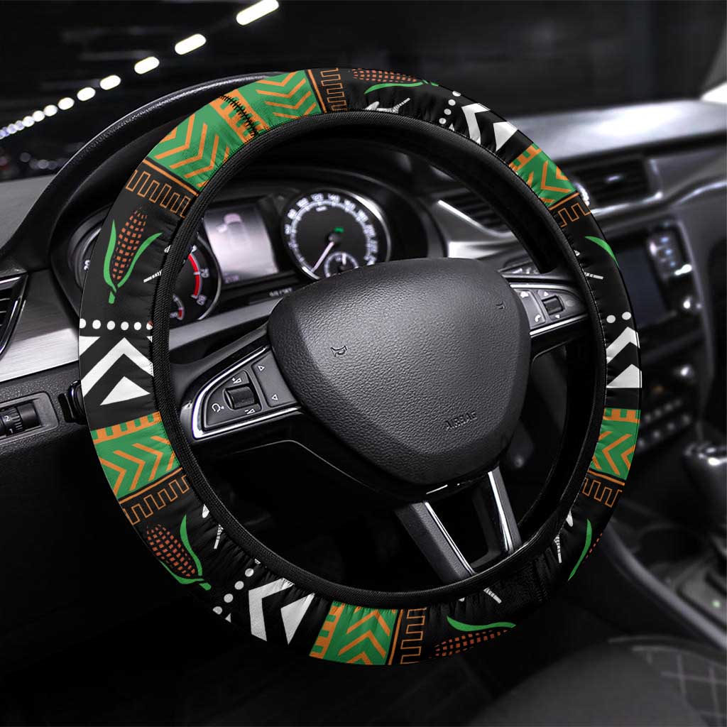 Zambia Christmas Steering Wheel Cover One Zambia One Nation With Kente Pattern - Wonder Print Shop