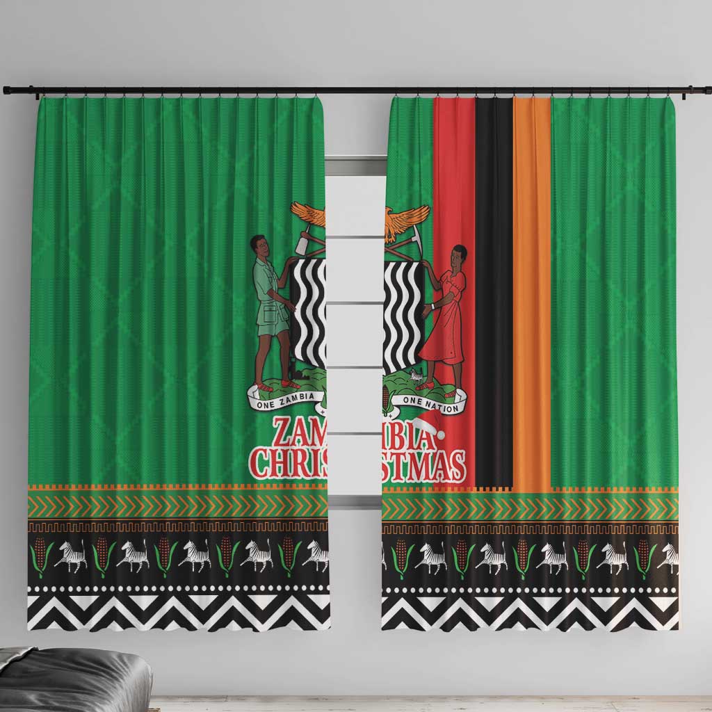 Zambia Christmas Window Curtain One Zambia One Nation With Kente Pattern - Wonder Print Shop