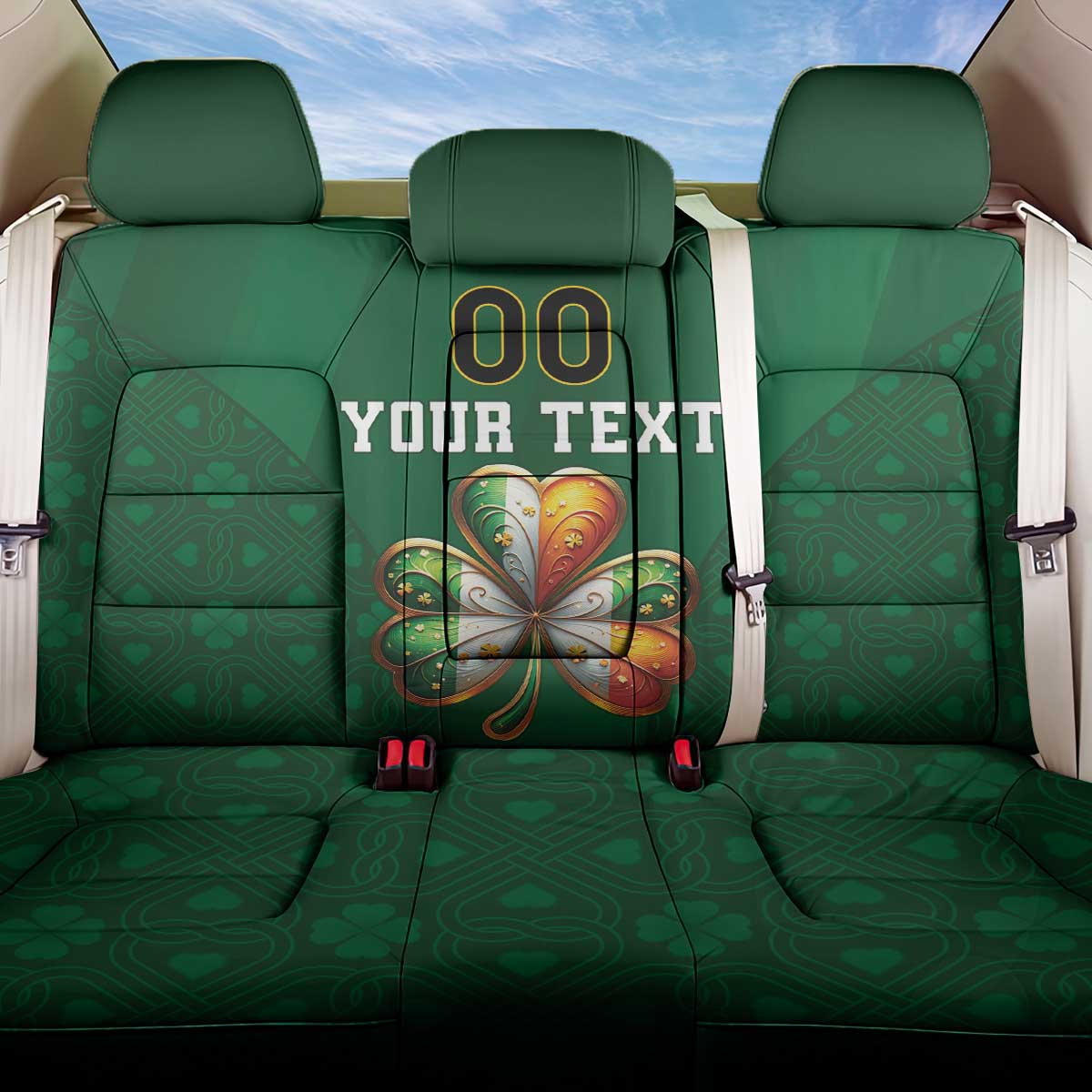 Custom Ireland Rugby Back Car Seat Cover Shamrock With Ireland Flag Colors - Wonder Print Shop