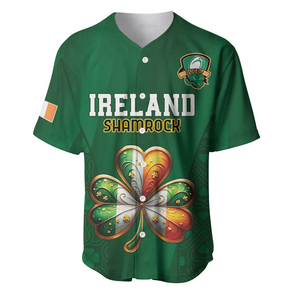 Custom Ireland Rugby Baseball Jersey Shamrock With Ireland Flag Colors - Wonder Print Shop